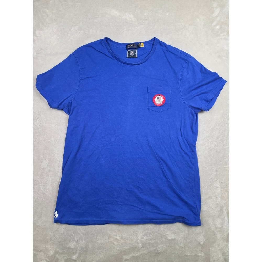 Polo Ralph Lauren Pocket T-Shirt Mens XL Blue 2020 US Olympic Team Faded